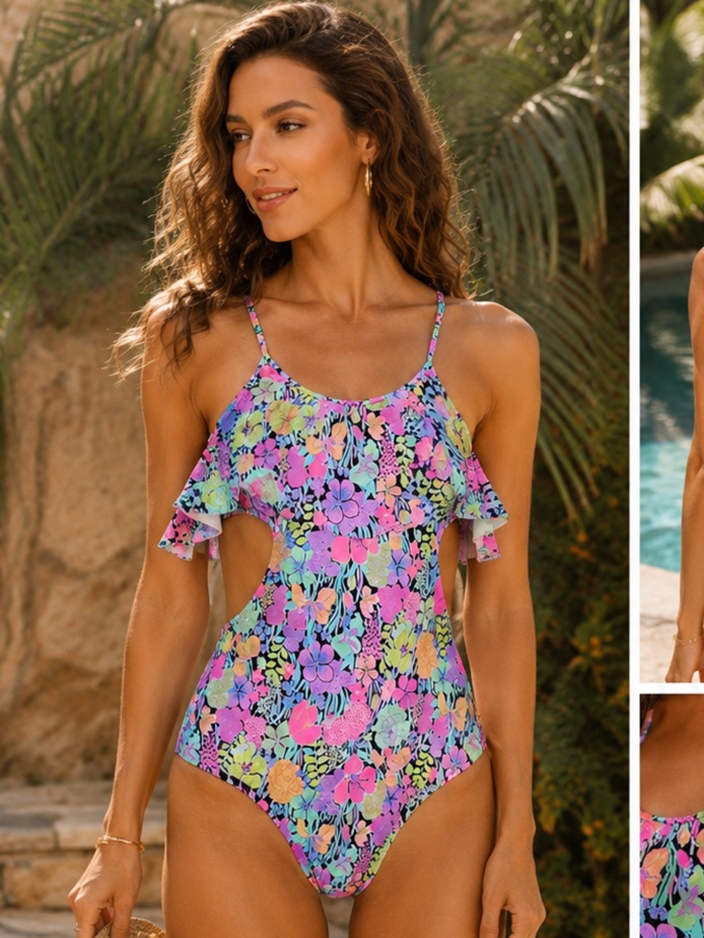 Victoria’s Secret Floral Ruffle One-Piece Swimsuit - Pink Multi Small